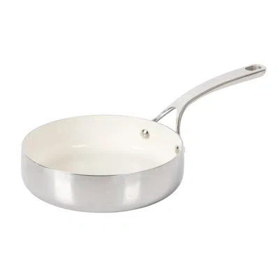 Bloomhouse 8 Inch Triply Stainless Steel Fry Pan W/ Non-stick Non-toxic Pro Ceramic Interior Frying Pan In Silver