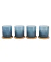 Bloomhouse 8 Pc Handmade Colored Glass 15 oz Coaster Set In Blue