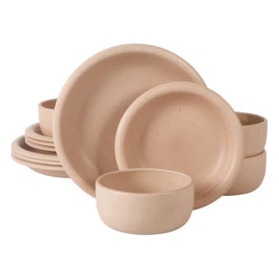 Bloomhouse Corsica Clay 12 Piece Stoneware Reactive Glaze Dinnerware Set In Brown