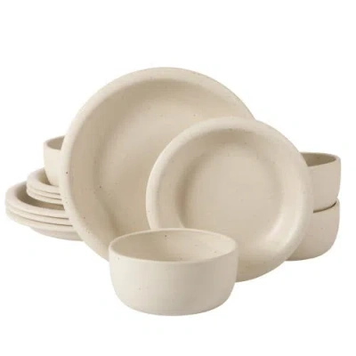 Bloomhouse Corsica Clay 12 Piece Stoneware Reactive Glaze Dinnerware Set In Pink