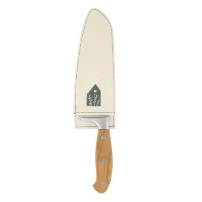 Bloomhouse German Steel Santoku Knife W/ Italian Olive Wood Forged Handle In White