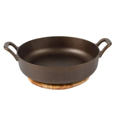 Bloomhouse Natural Bronze Finish 13-inch Round Cast Iron Everyday Pan – Olive Oil Treated Cooking Surface With 