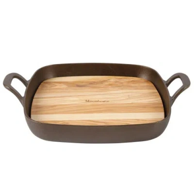 Bloomhouse Natural Bronze Finish Square Cast Iron Grill Pan In Brown