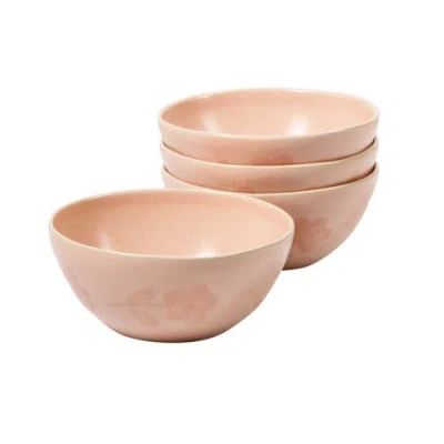 Bloomhouse Porto Petals 6.4 Inch Cereal Bowls Set Of 4 In Pink
