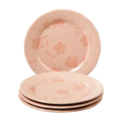 Bloomhouse Porto Petals 8.6 Inch Salad Plates Set Of 4 In Pink