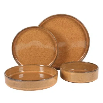 Bloomhouse Santorini Mist 16 Piece Terracotta Reactive Glaze Plates And Bowls Dinnerware Set In Yellow