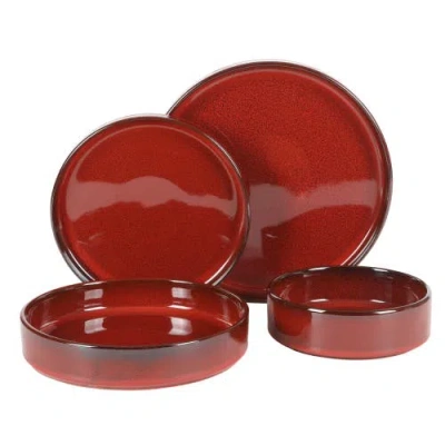 Bloomhouse Santorini Mist 16 Piece Terracotta Reactive Glaze Plates And Bowls Dinnerware Set In Red