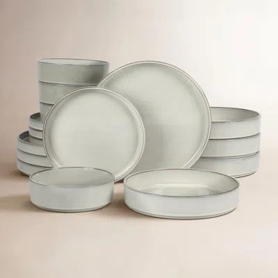 Bloomhouse Santorini Terracotta Dinnerware Set - Service For 4 In Moonstone White
