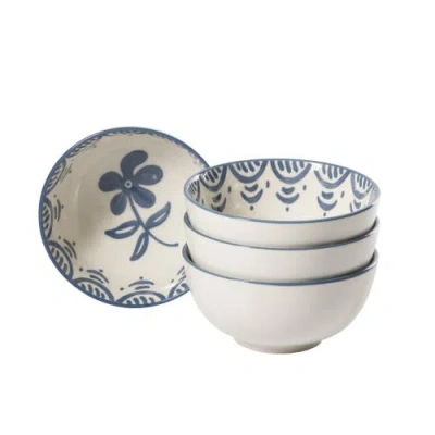 Bloomhouse Valencia Flor 4 Piece Stoneware Cereal Bowl Set In Green