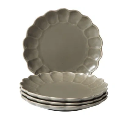 Bloomhouse Yuelu Bloom 10.75 Inch Embossed Scallop Dinner Plates Set Of 4 In Gray