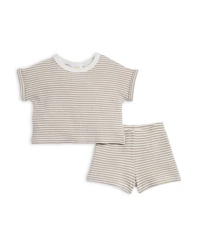 Bloomie's Baby Boys' Striped Waffle Knit Top & Shorts Set, Baby - Exclusive In Grey