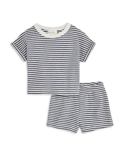 Bloomie's Baby Boys' Striped Waffle Knit Top & Shorts Set, Baby - Exclusive In Navy