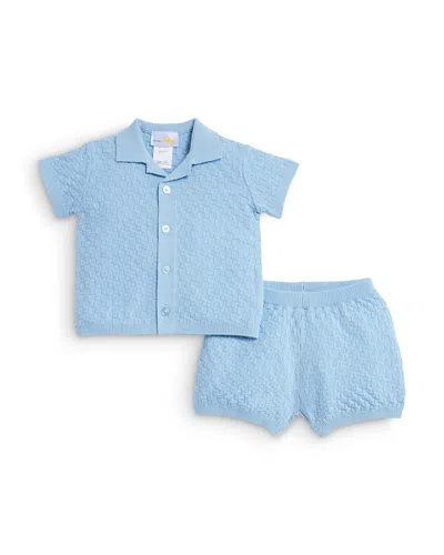 Bloomie's Baby Boys' Textured Sweater Knit Top & Shorts Set, Baby - Exclusive In Blue