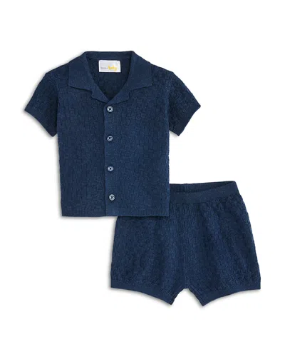 Bloomie's Baby Boys' Textured Sweater Knit Top & Shorts Set, Baby - Exclusive In Navy