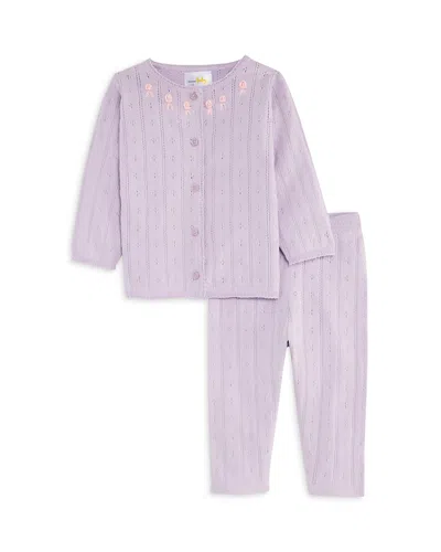 Bloomie's Baby Girls' Pointelle Cardigan & Leggings Set, Baby - Exclusive In Purple