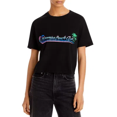 Bloomie's Beach Club Womens Graphic Boxy Cropped In Black