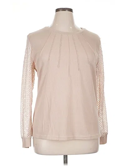 Pre-owned Blooming Jelly Long Sleeve Blouse In Tan