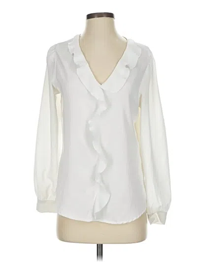 Pre-owned Blooming Jelly Long Sleeve Blouse In White