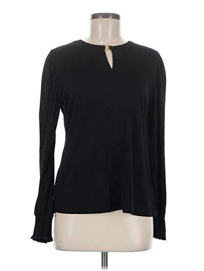 Pre-owned Blooming Jelly Long Sleeve Top Black Keyhole Neckline Tops