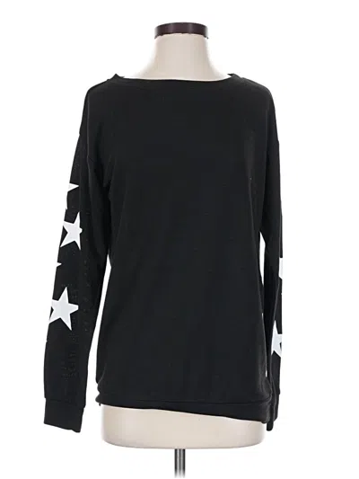 Pre-owned Blooming Jelly Long Sleeve Top Black Stars Pattern Boatneck Tops