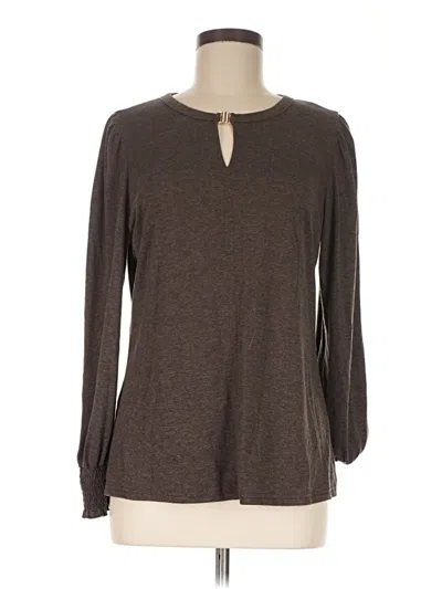 Pre-owned Blooming Jelly Long Sleeve Top Brown Keyhole Neckline Tops