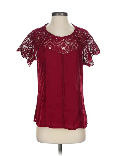 Pre-owned Blooming Jelly Short Sleeve Blouse In Burgundy