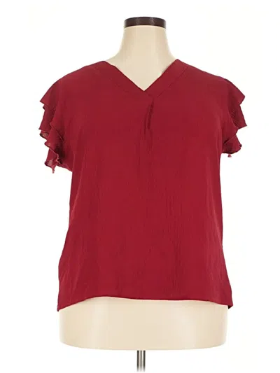 Pre-owned Blooming Jelly Short Sleeve Blouse In Burgundy