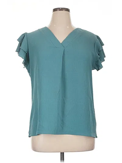 Pre-owned Blooming Jelly Short Sleeve Blouse In Teal