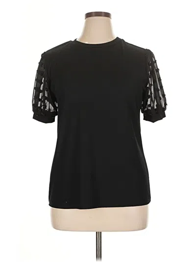 Pre-owned Blooming Jelly Short Sleeve Top Black Mock Neckline Tops