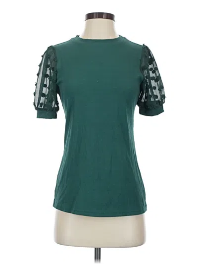 Pre-owned Blooming Jelly Short Sleeve Top Teal Cold Shoulder Neckline Tops