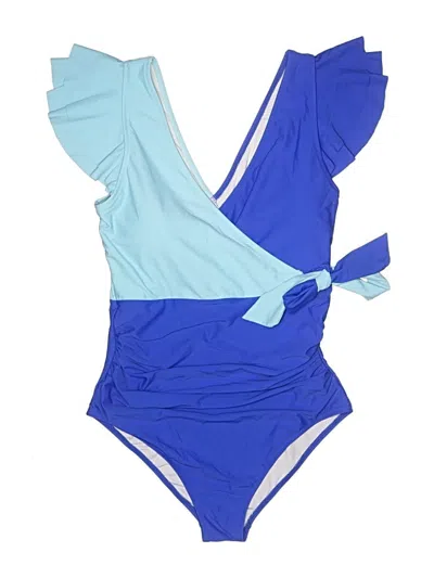 Pre-owned Blooming Jelly Sleeveless Top Blue Plunge Neckline Tops