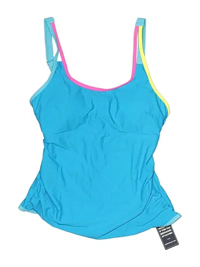 Pre-owned Blooming Jelly Swimsuit Top Blue Color Block Pattern Swimwear
