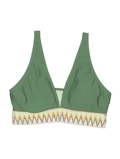 Pre-owned Blooming Jelly Swimsuit Top Green Graphic Pattern Swimwear