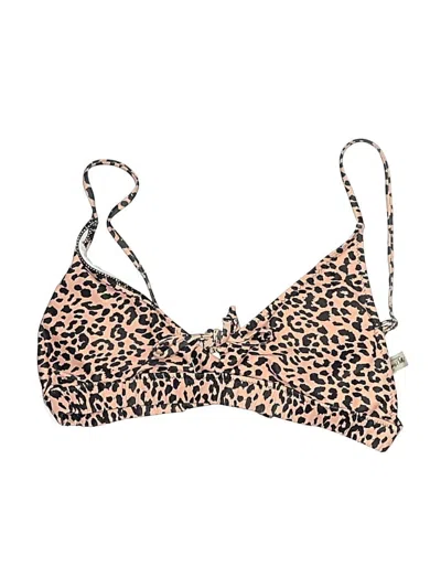 Pre-owned Blooming Jelly Swimsuit Top Tan Animal Print Pattern Swimwear