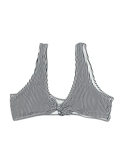 Pre-owned Blooming Jelly Swimsuit Top White Stripes Pattern Swimwear