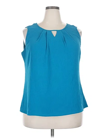 Pre-owned Blooming Jelly Tank Top Teal Keyhole Neckline Tops In Blue