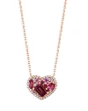 BLOOMINGDALE'S 14K ROSE GOLD HEART PENDANT NECKLACE WITH DIAMONDS, PINK TOURMALINE & PINK SAPPHIRE, 16 - 100% EXCLU