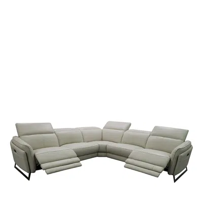 Bloomingdale's 5 Piece Silvio Leather Reclining Sectional In Frost