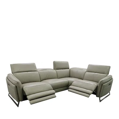 Bloomingdale's 5 Piece Silvio Leather Reclining Sectional In Taupe