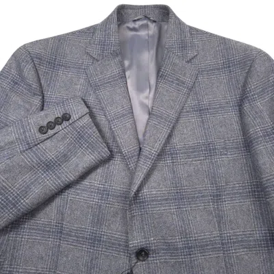 Pre-owned Bloomingdale's $548 Bloomingdales Gray Windowpane Wool Sport Coat Blazer Jacket Mens Size 40r