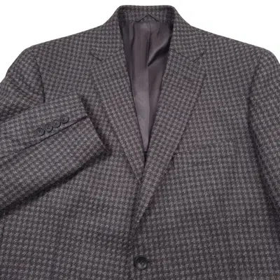 Pre-owned Bloomingdale's $548 Bloomingdales Houndstooth Wool Sport Coat Blazer Jacket Mens Size 46r In Gray