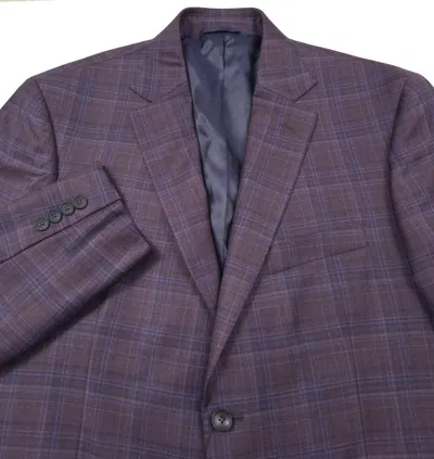 Pre-owned Bloomingdale's $548 Bloomingdales Purple Tonal Plaid Wool Sport Coat Blazer Jacket Mens 40r