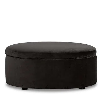 Bloomingdale's Alta Large Round Storage Ottoman, In Fabric In Monaco Coal