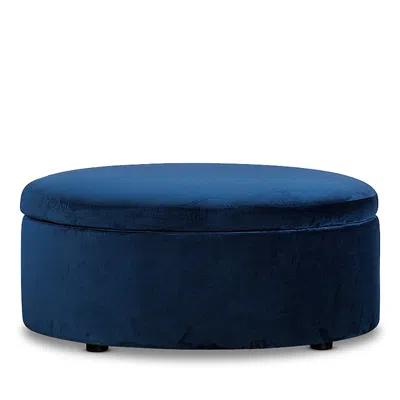 Bloomingdale's Alta Large Round Storage Ottoman, In Fabric In Monaco Ink