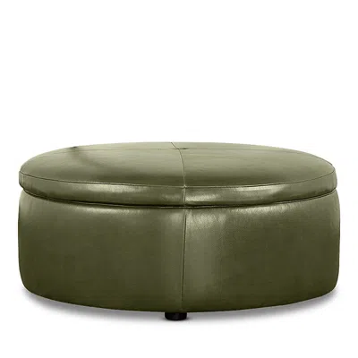 Bloomingdale's Alta Large Round Storage Ottoman, In Leather In Brighton Everglade