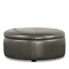 Bloomingdale's Alta Large Round Storage Ottoman, In Leather In Brighton Loden