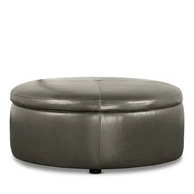 Bloomingdale's Alta Large Round Storage Ottoman, In Leather In Brighton Loden