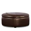 Bloomingdale's Alta Large Round Storage Ottoman, In Leather In Brighton Shadow
