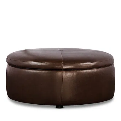 Bloomingdale's Alta Large Round Storage Ottoman, In Leather In Brighton Shadow