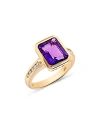 BLOOMINGDALE'S AMETHYST & DIAMOND STATEMENT RING IN 14K YELLOW GOLD